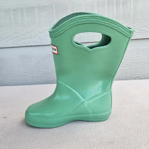 Hunter Classic Pull On Rain Boots Toddler Girl SZ 7 US Green Mint Waterproof - Picture 3 of 12